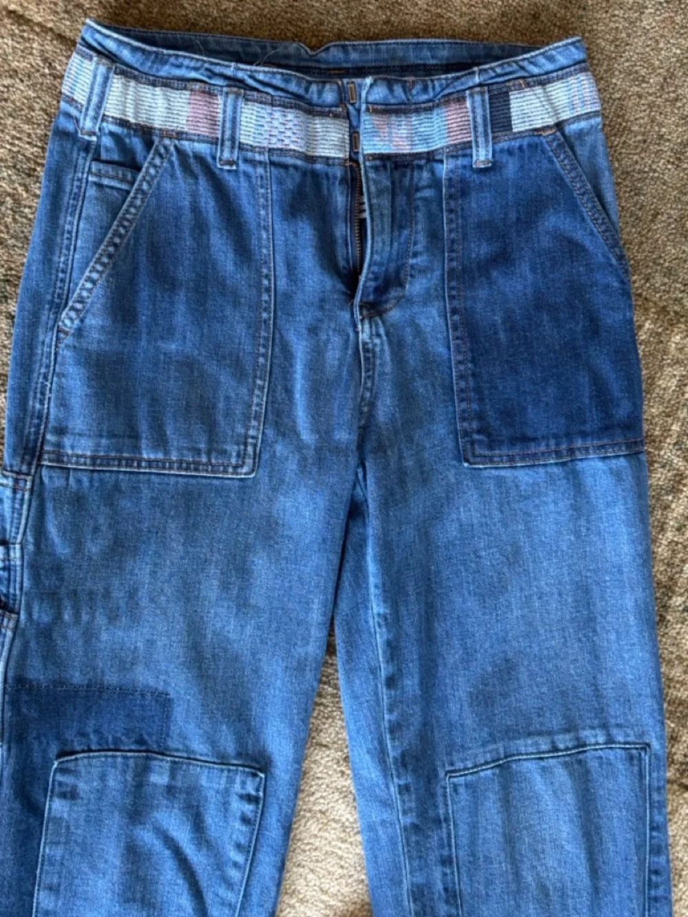 Anthropologie Blue Patchwork Boyfriend Jeans - Picture 11 of 15